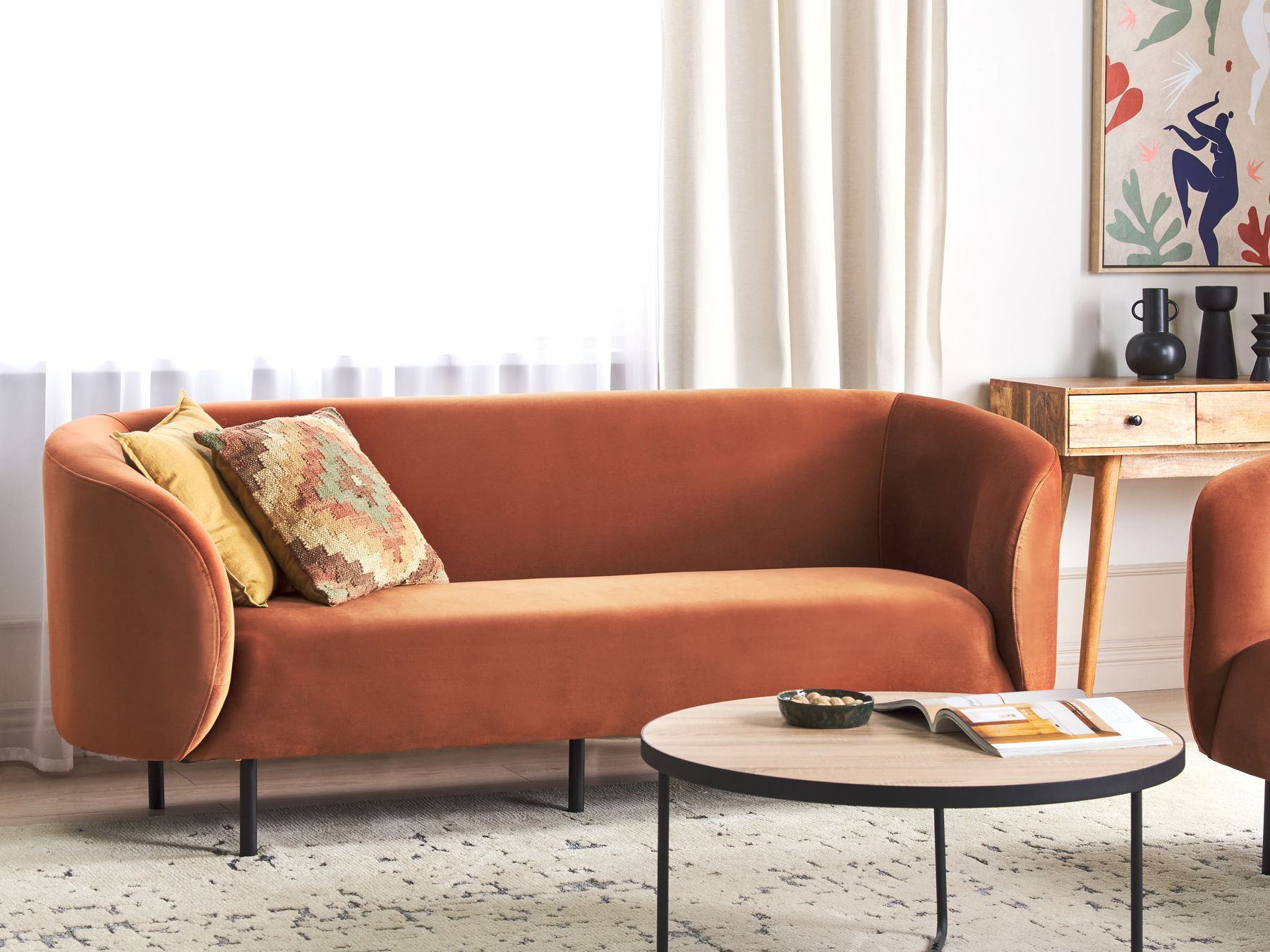3 Seater Velvet Sofa Orange LOEN
