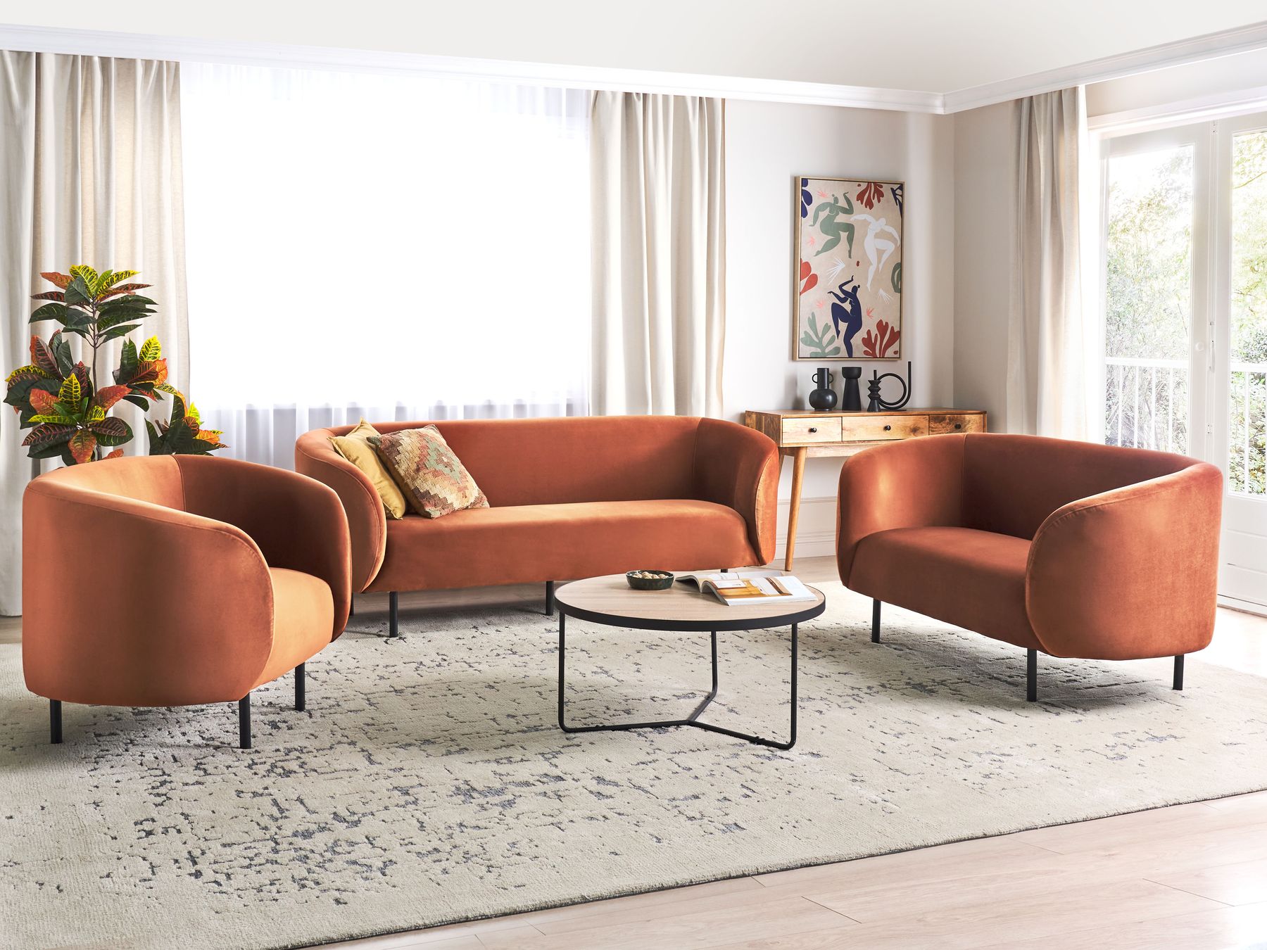 3 Seater Velvet Sofa Orange LOEN