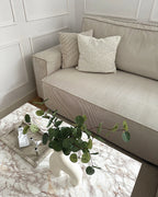 Corner Sofa Bed ABACKA Corduroy Off-White 3 Seater Left Hand