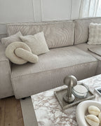 Corner Sofa Bed ABACKA Corduroy Off-White 3 Seater Left Hand