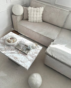 Corner Sofa Bed ABACKA Corduroy Off-White 3 Seater Left Hand