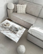 Corner Sofa Bed ABACKA Corduroy Off-White 3 Seater Left Hand