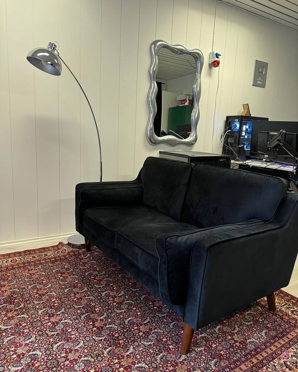 2 Seater Velvet Sofa Black LOKKA