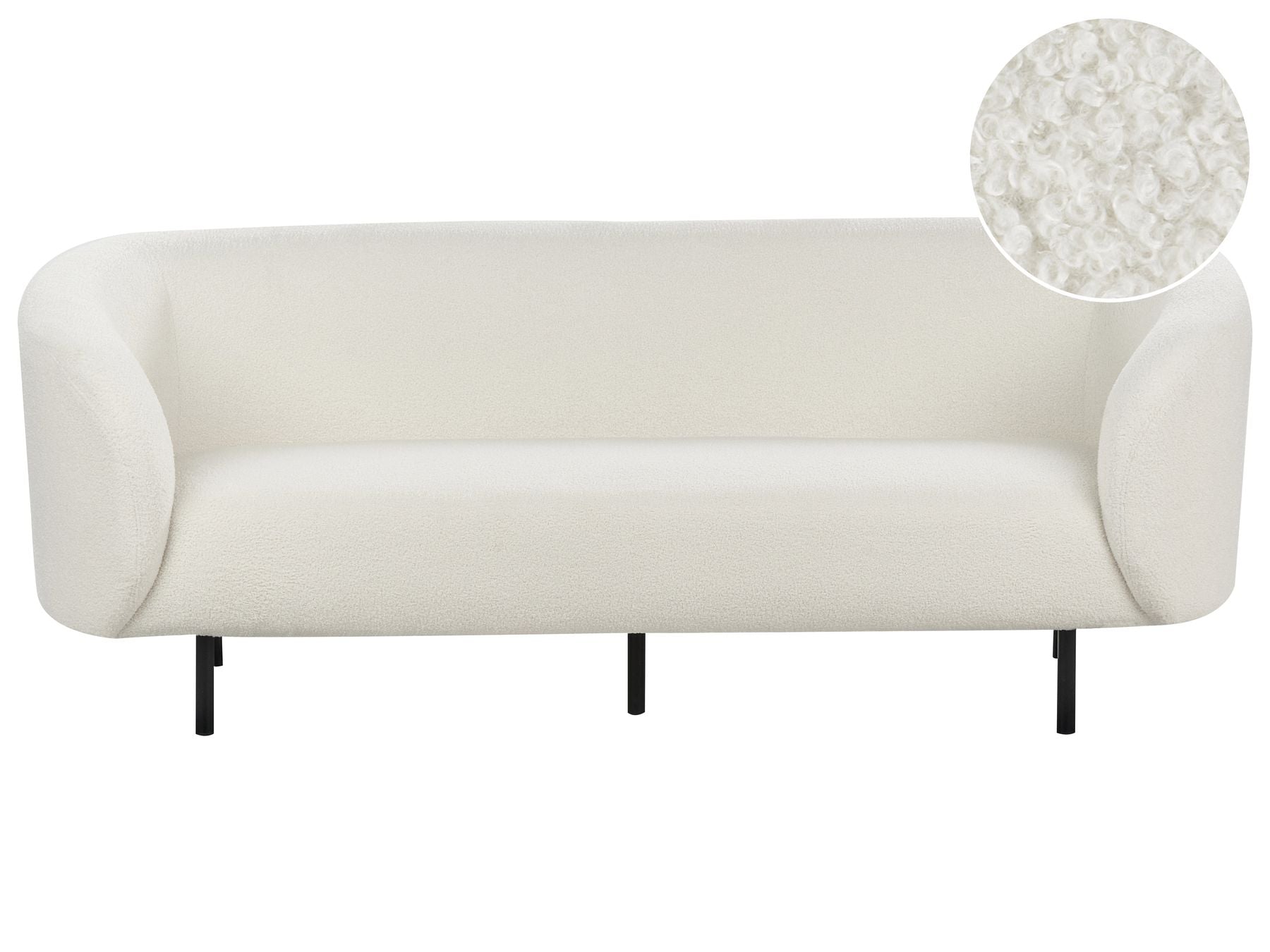 3 Seater Boucle Sofa White and Black LOEN