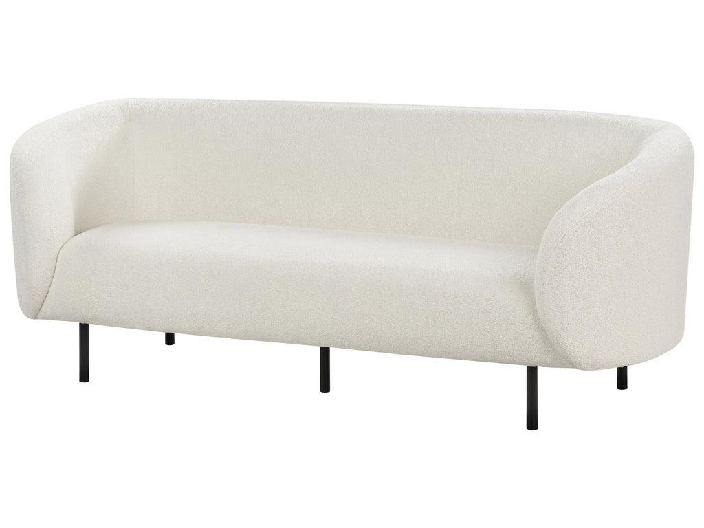 3 Seater Boucle Sofa White and Black LOEN