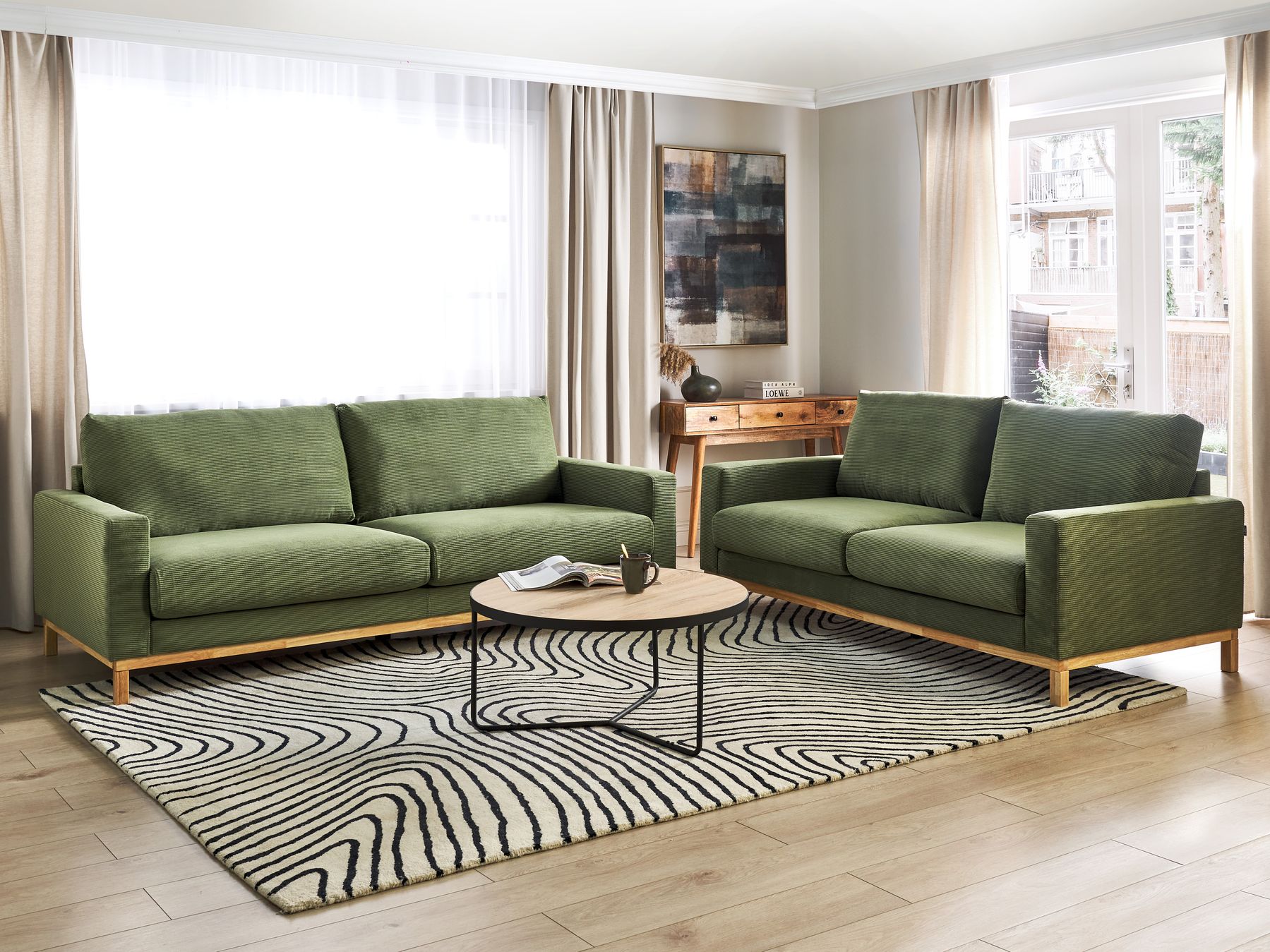 2 Seater Jumbo Cord Sofa Green SIGGARD