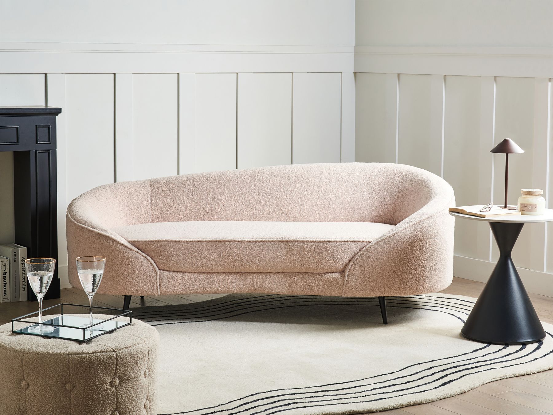 Boucle Sofa Light Beige SAVAR