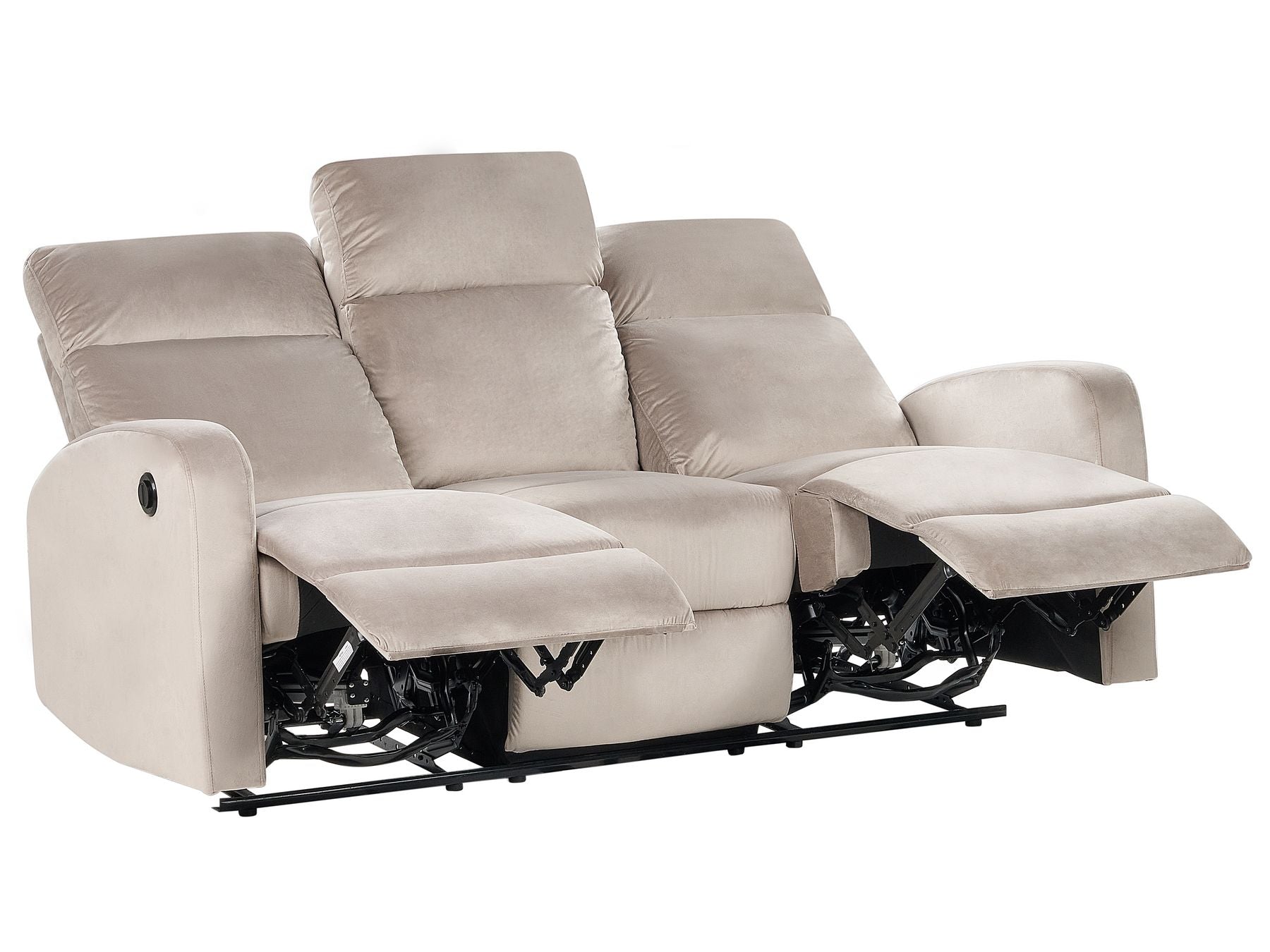 3 Seater Velvet Electric Recliner Beige VERDAL