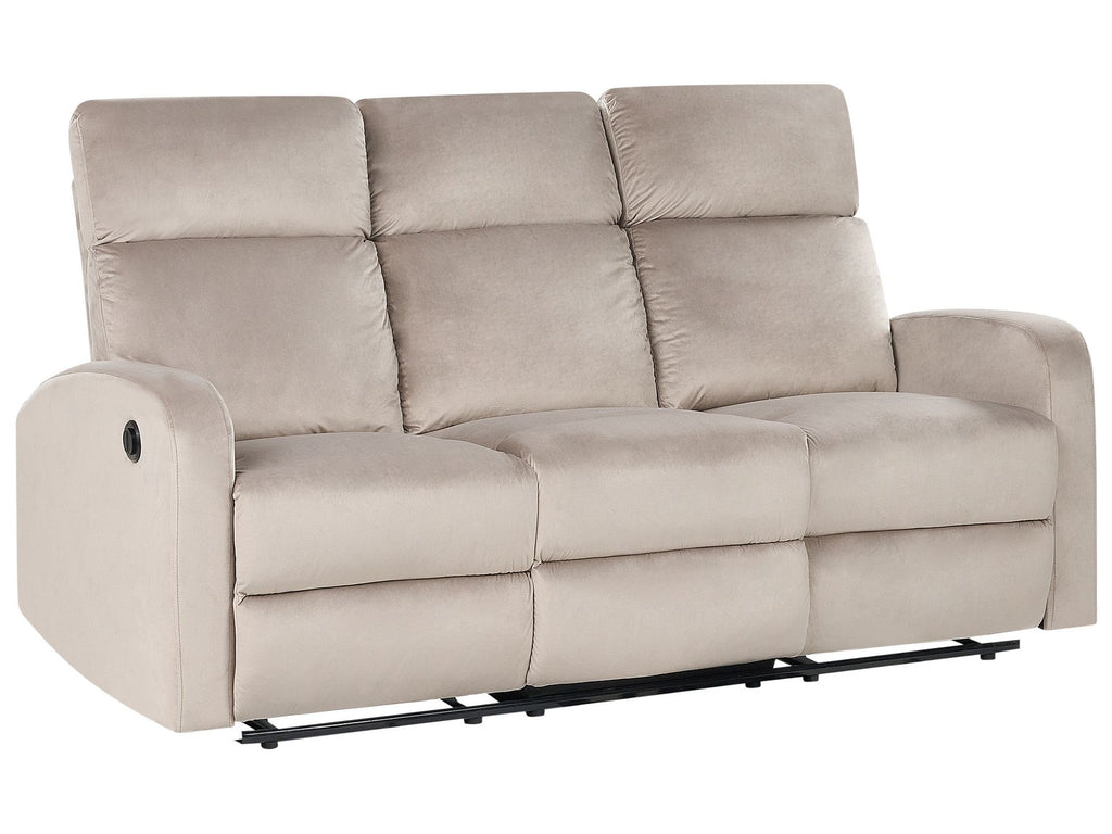 3 Seater Velvet Electric Recliner Beige VERDAL