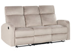 3 Seater Velvet Electric Recliner Beige VERDAL