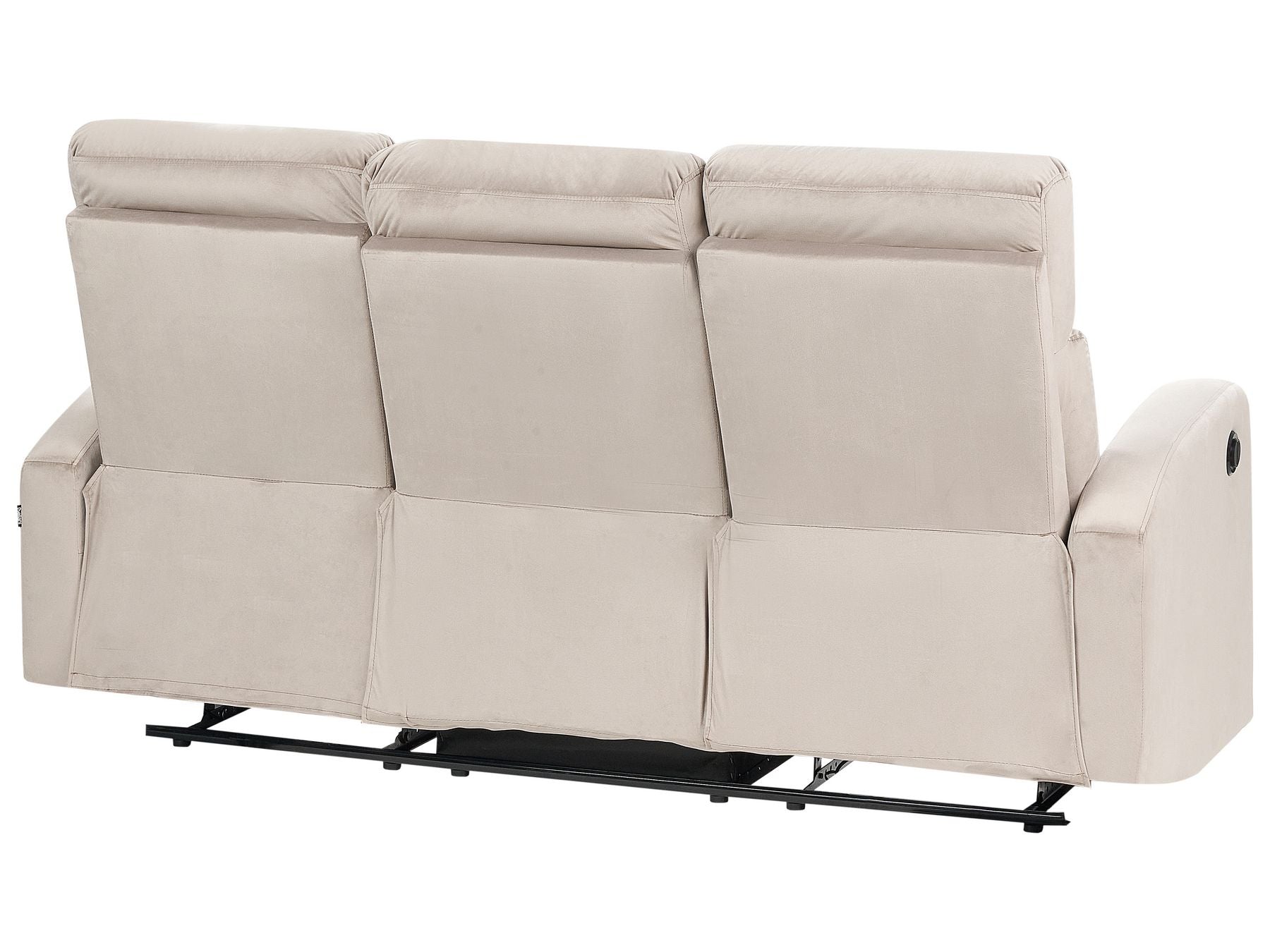 3 Seater Velvet Electric Recliner Beige VERDAL