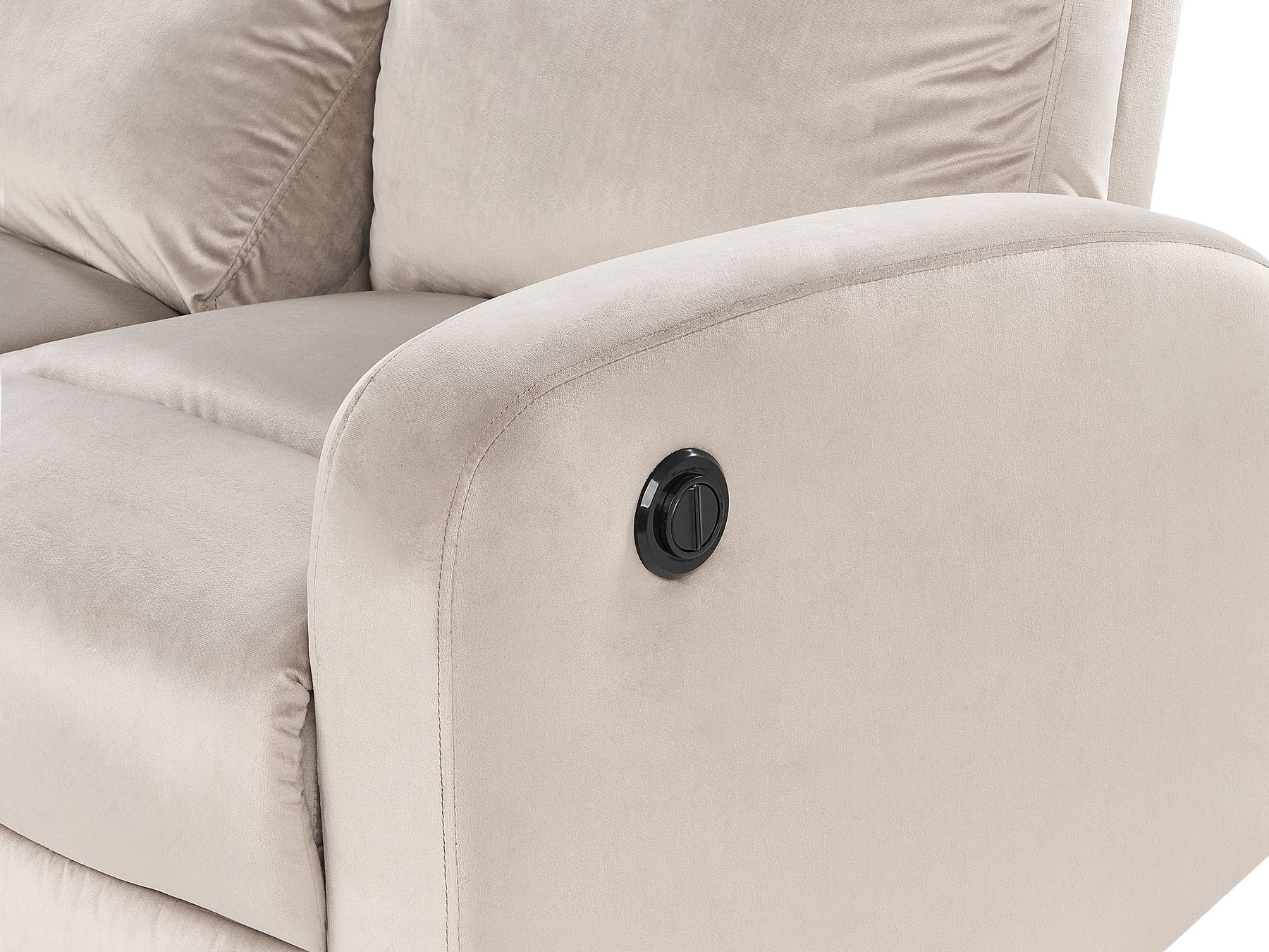 3 Seater Velvet Electric Recliner Beige VERDAL