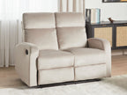 2 Seater Velvet Manual Recliner Sofa Beige VERDAL