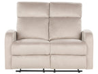 2 Seater Velvet Manual Recliner Sofa Beige VERDAL