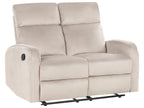 2 Seater Velvet Manual Recliner Sofa Beige VERDAL