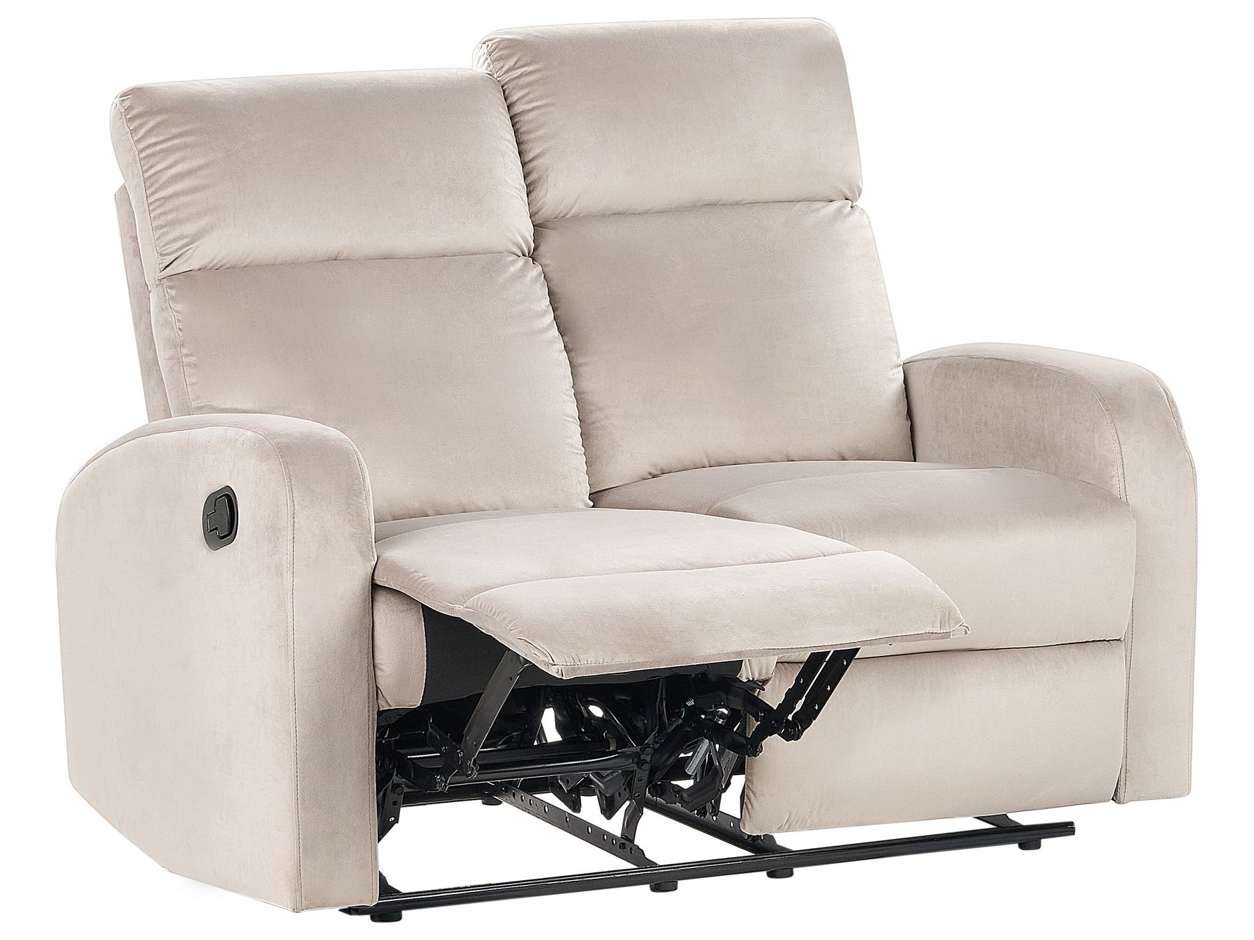 2 Seater Velvet Manual Recliner Sofa Beige VERDAL