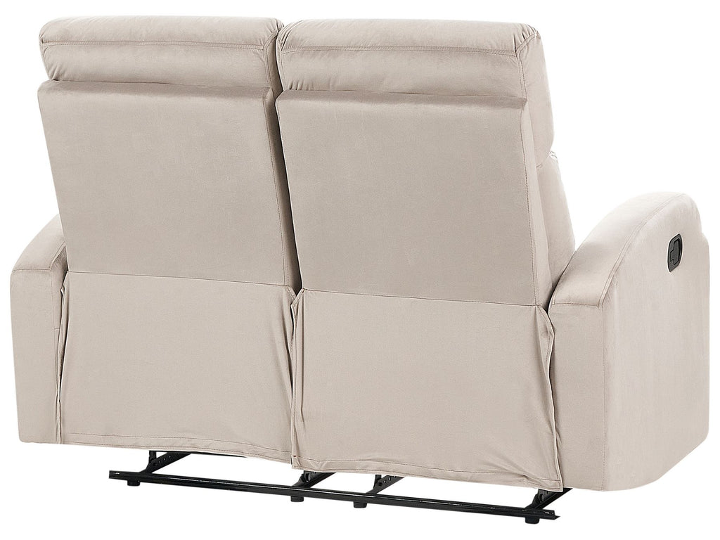 2 Seater Velvet Manual Recliner Sofa Beige VERDAL