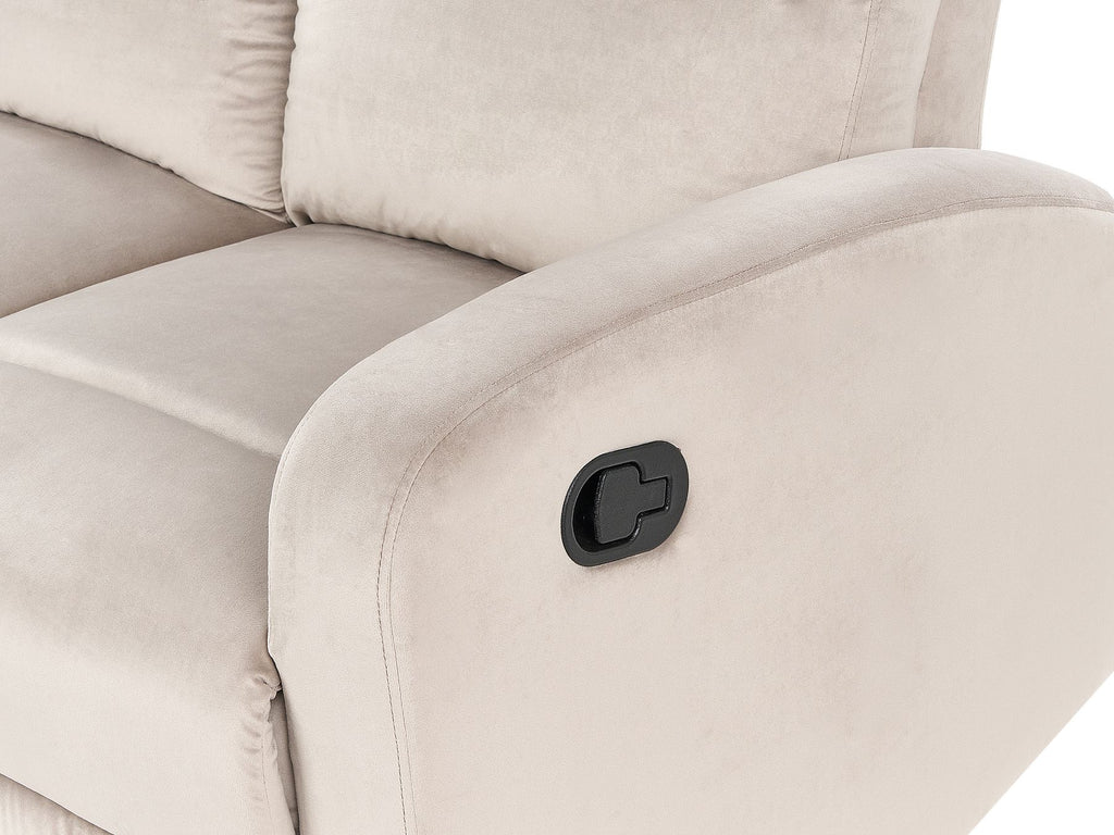 2 Seater Velvet Manual Recliner Sofa Beige VERDAL