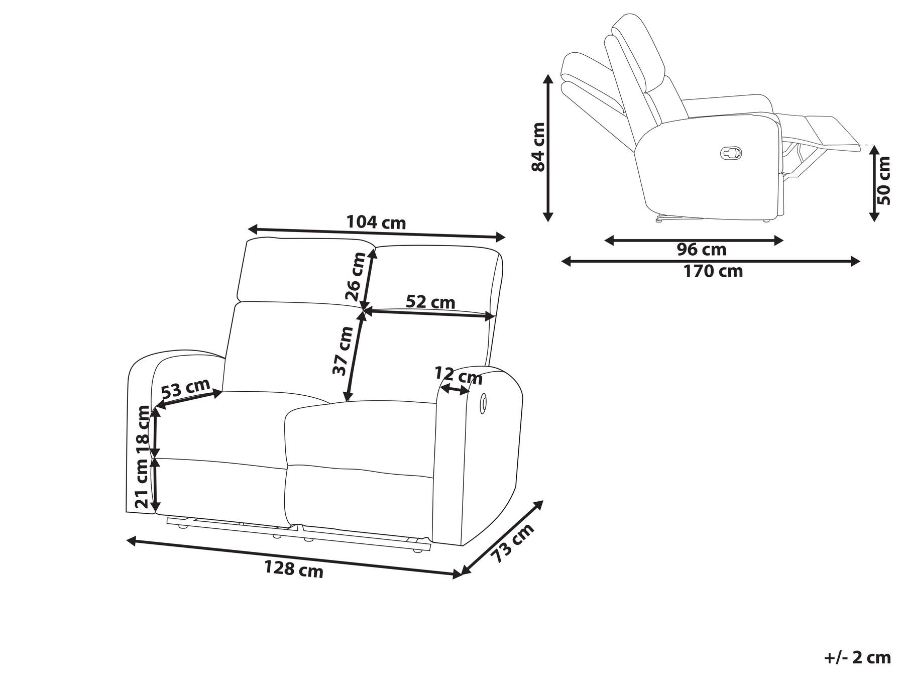 2 Seater Velvet Manual Recliner Sofa Beige VERDAL