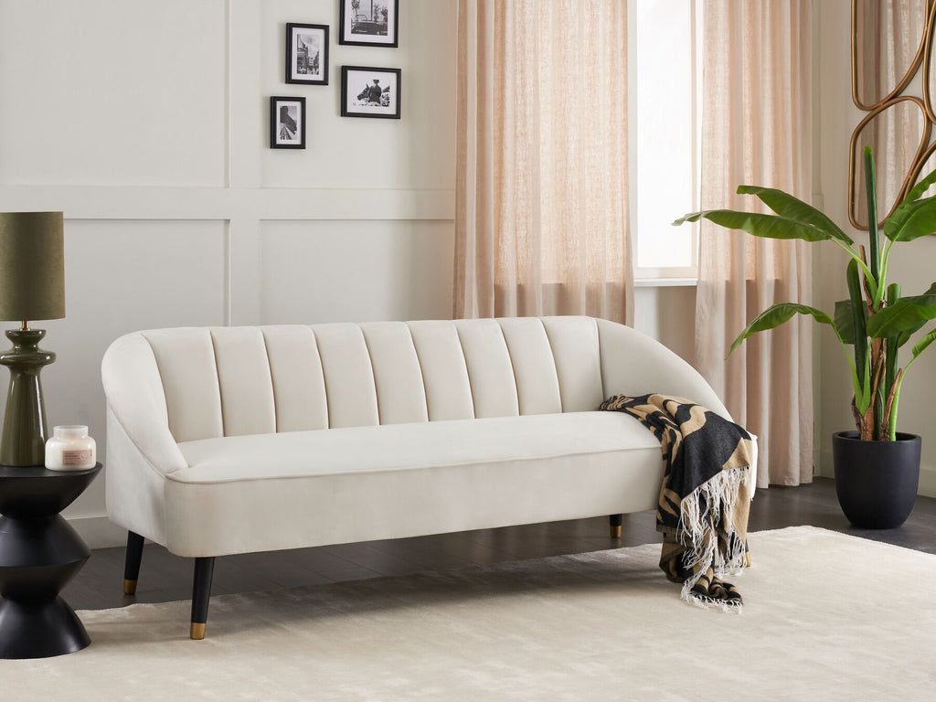 3 Seater Velvet Sofa Off-White ALSVAG