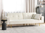 Sofa Bed VISNES Velvet Off-White 3 Seater