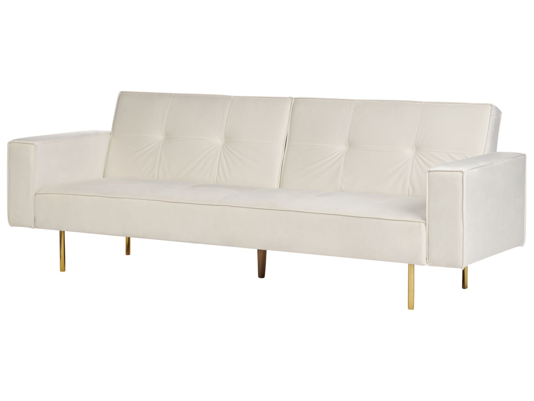 Sofa Bed VISNES Velvet Off-White 3 Seater