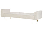Sofa Bed VISNES Velvet Off-White 3 Seater