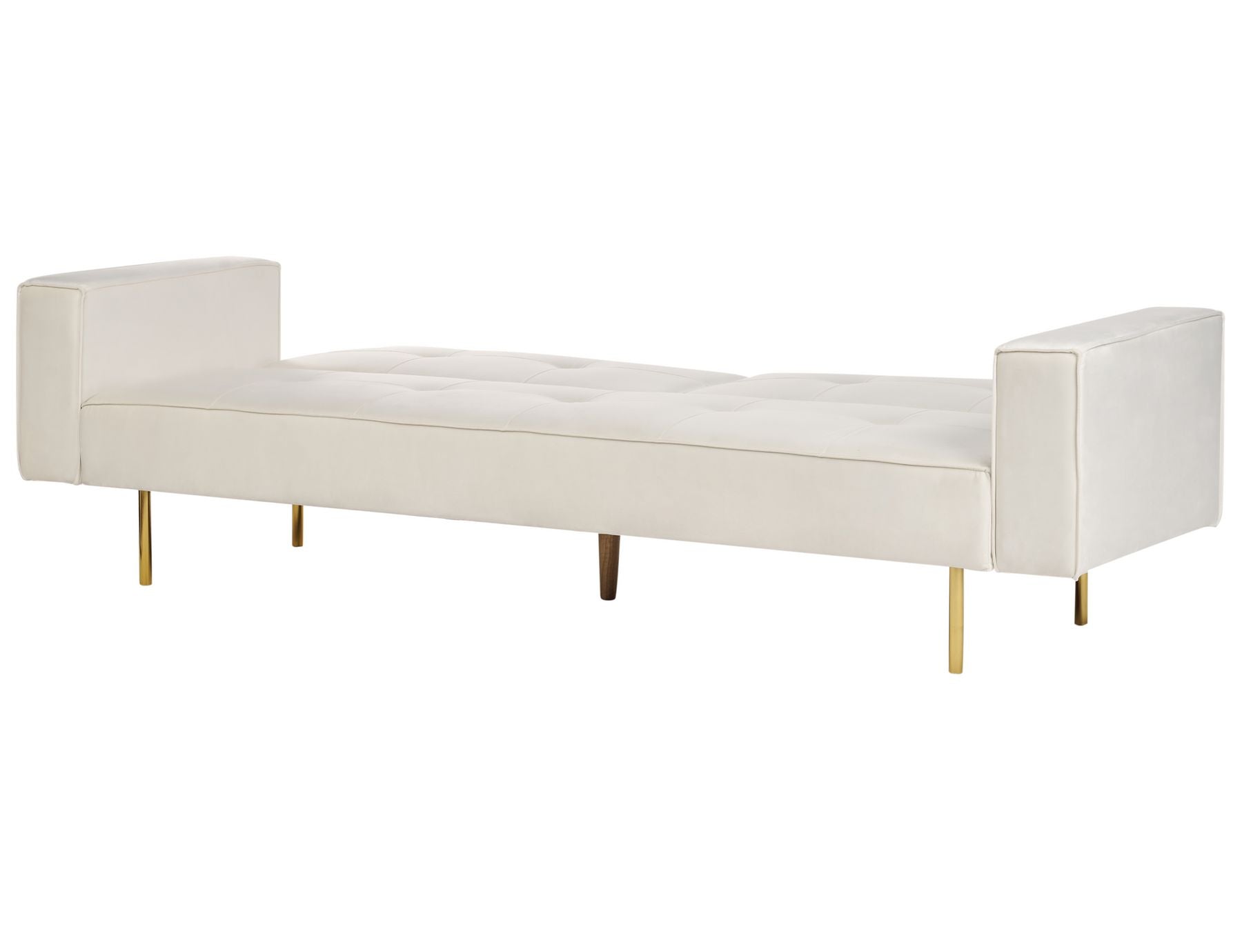 Sofa Bed VISNES Velvet Off-White 3 Seater