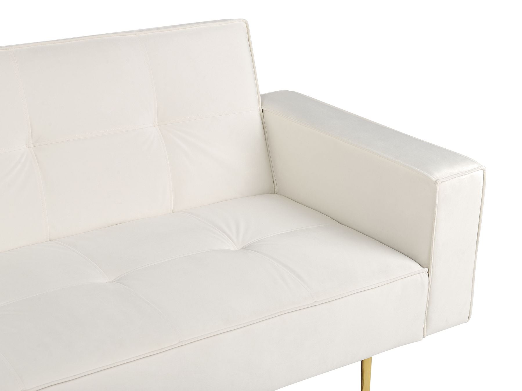 Sofa Bed VISNES Velvet Off-White 3 Seater