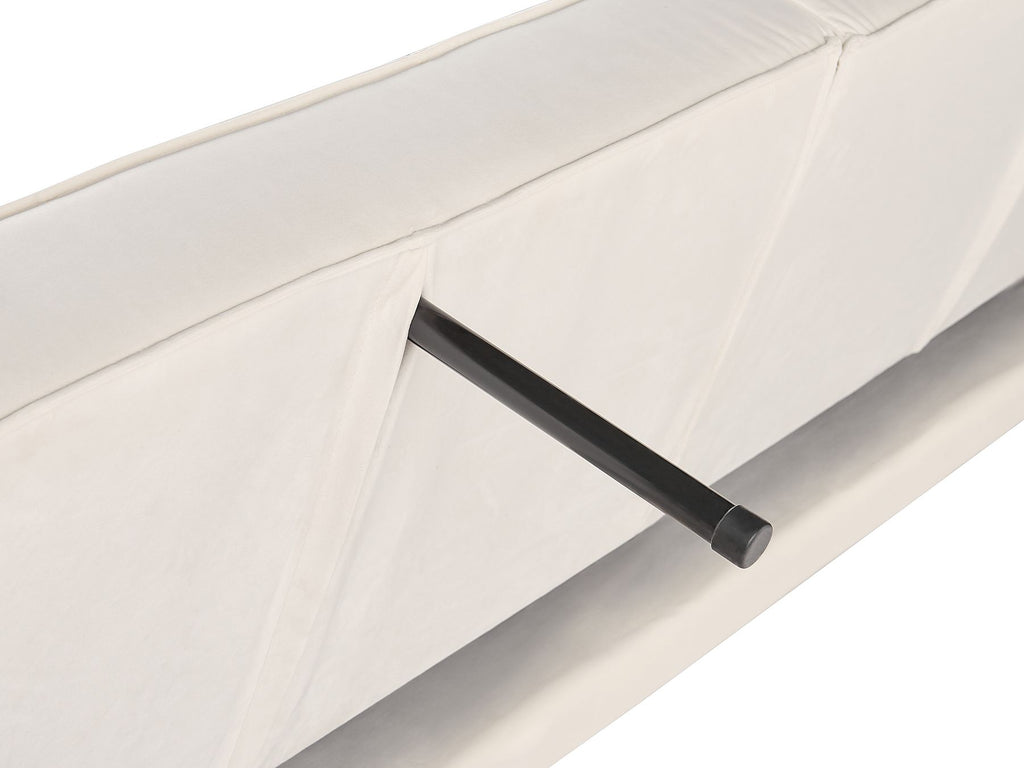 Sofa Bed VISNES Velvet Off-White 3 Seater