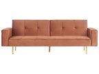 Sofa Bed VISNES Velvet Golden Brown 3 Seater
