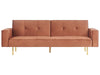 Sofa Bed Velvet Golden Brown 3 Seater
