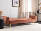 Sofa Bed VISNES Velvet Golden Brown 3 Seater