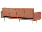 Sofa Bed VISNES Velvet Golden Brown 3 Seater
