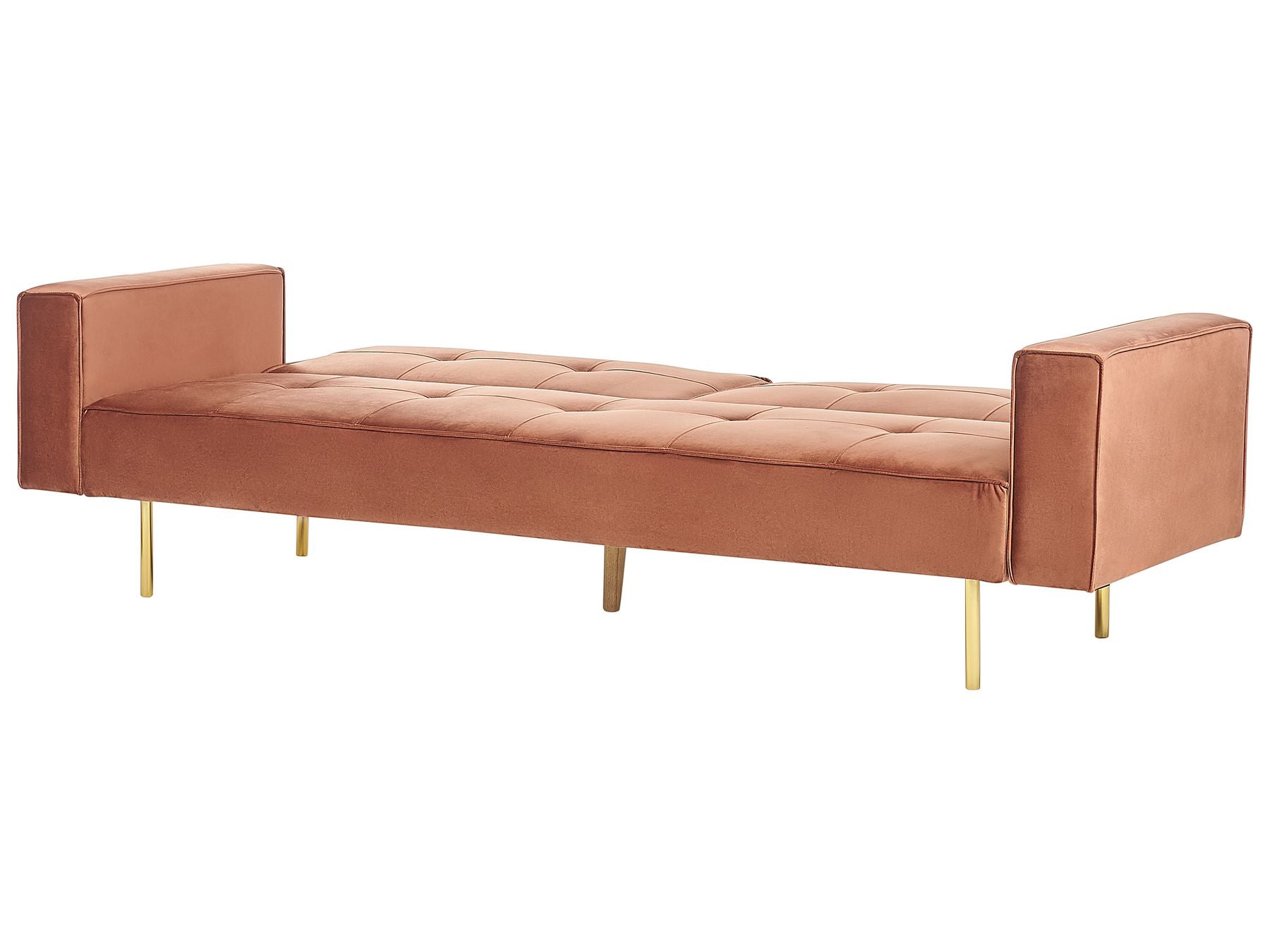 Sofa Bed VISNES Velvet Golden Brown 3 Seater