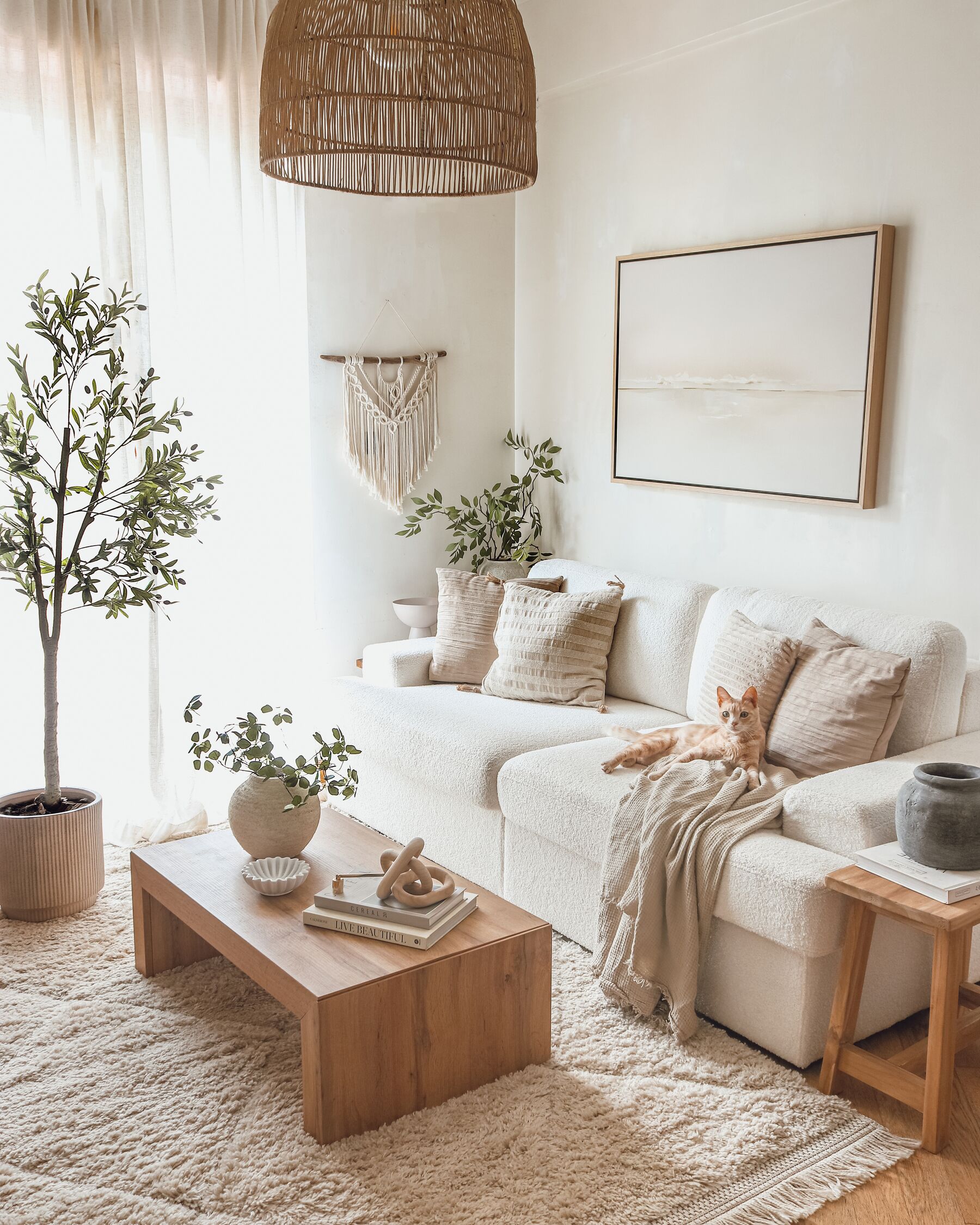 3 Seater Boucle Sofa White ALLA