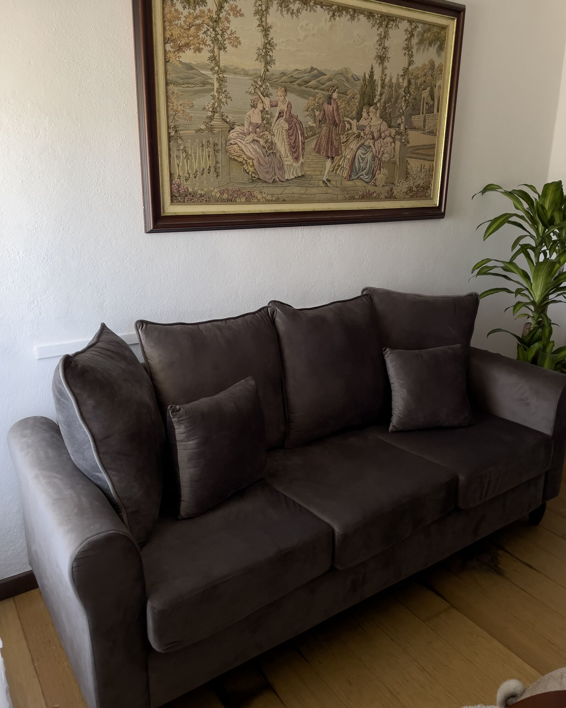 3 Seater Velvet Sofa Grey BORNHOLM