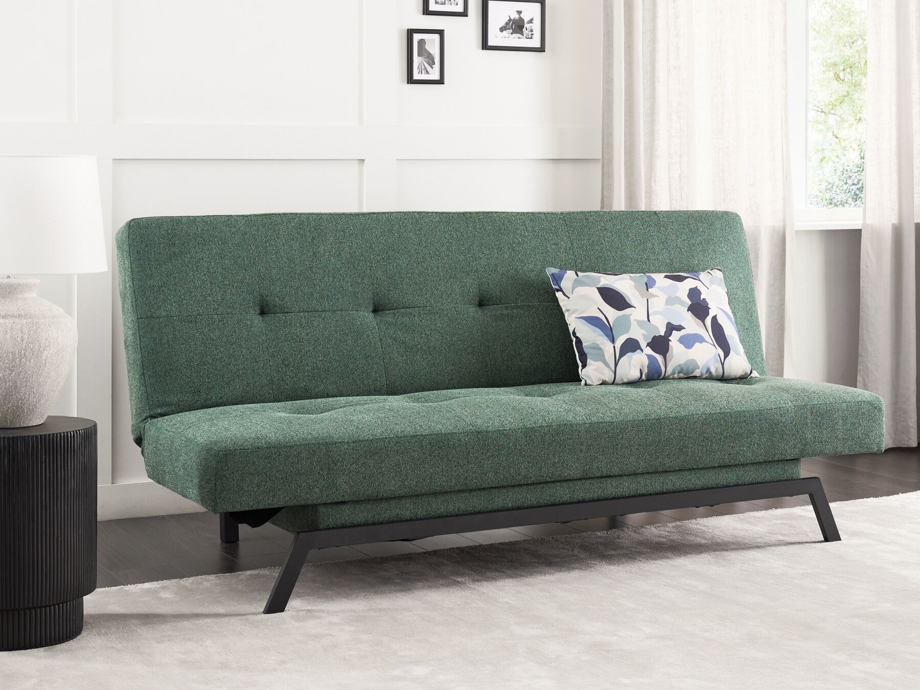 Sofa Bed LEEDS Fabric Green 3 Seater