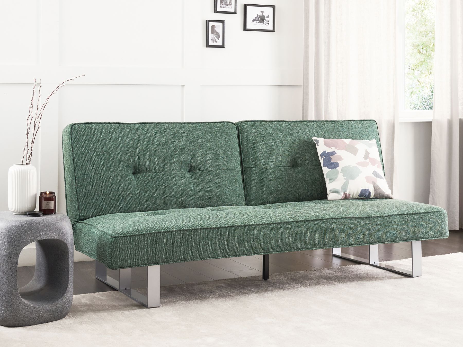 Sofa Bed DUBLIN Fabric Green 3 Seater