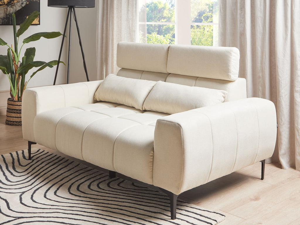 2 Seater Fabric Sofa Cream VEGAMO