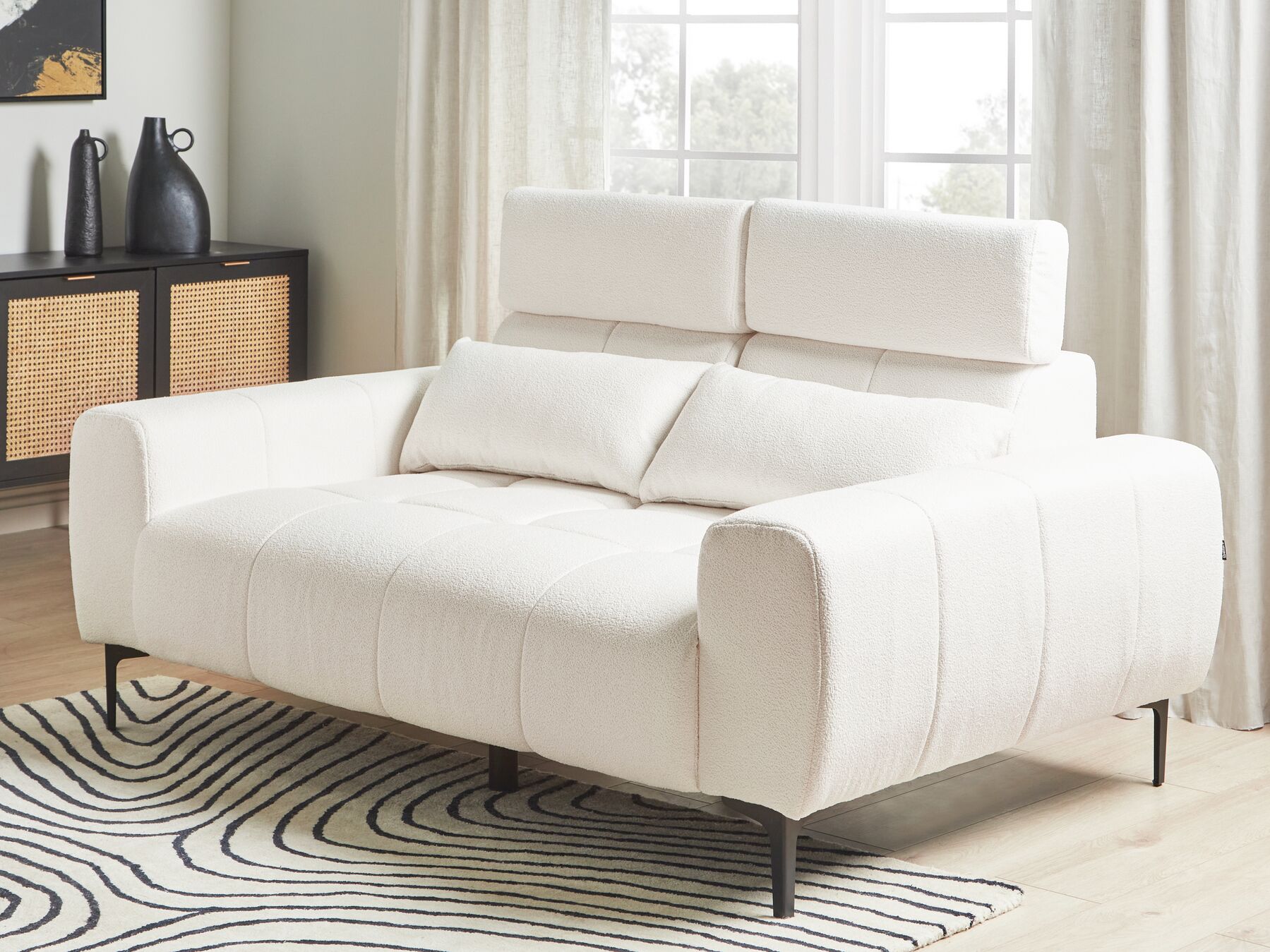 2 Seater Boucle Sofa White VEGAMO