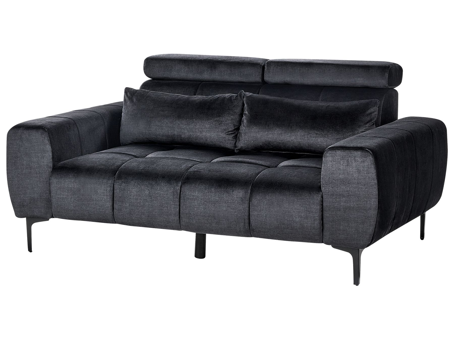 2 Seater Velvet Sofa Black VEGAMO