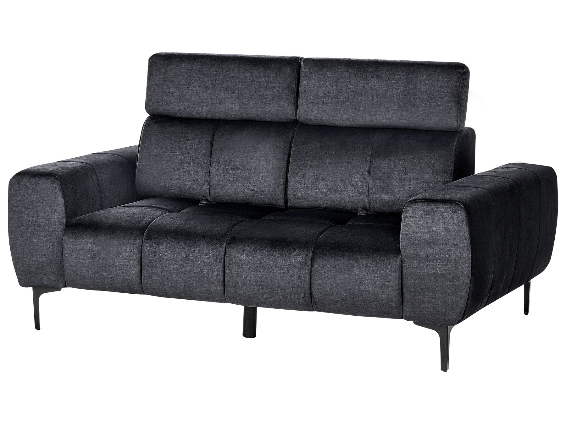 2 Seater Velvet Sofa Black VEGAMO