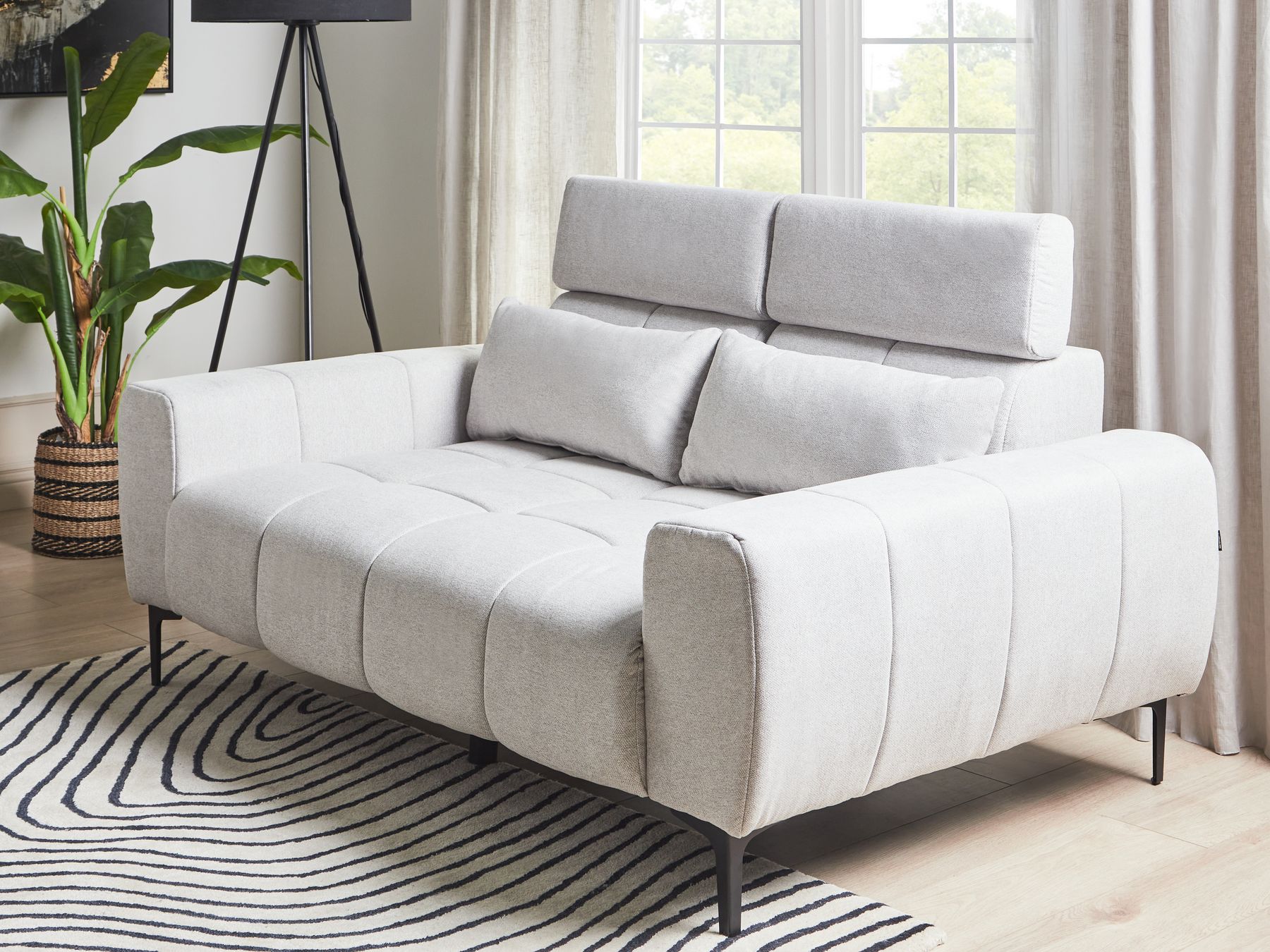 2 Seater Fabric Sofa Grey VEGAMO