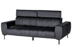 3 Seater Velvet Sofa Black VEGAMO