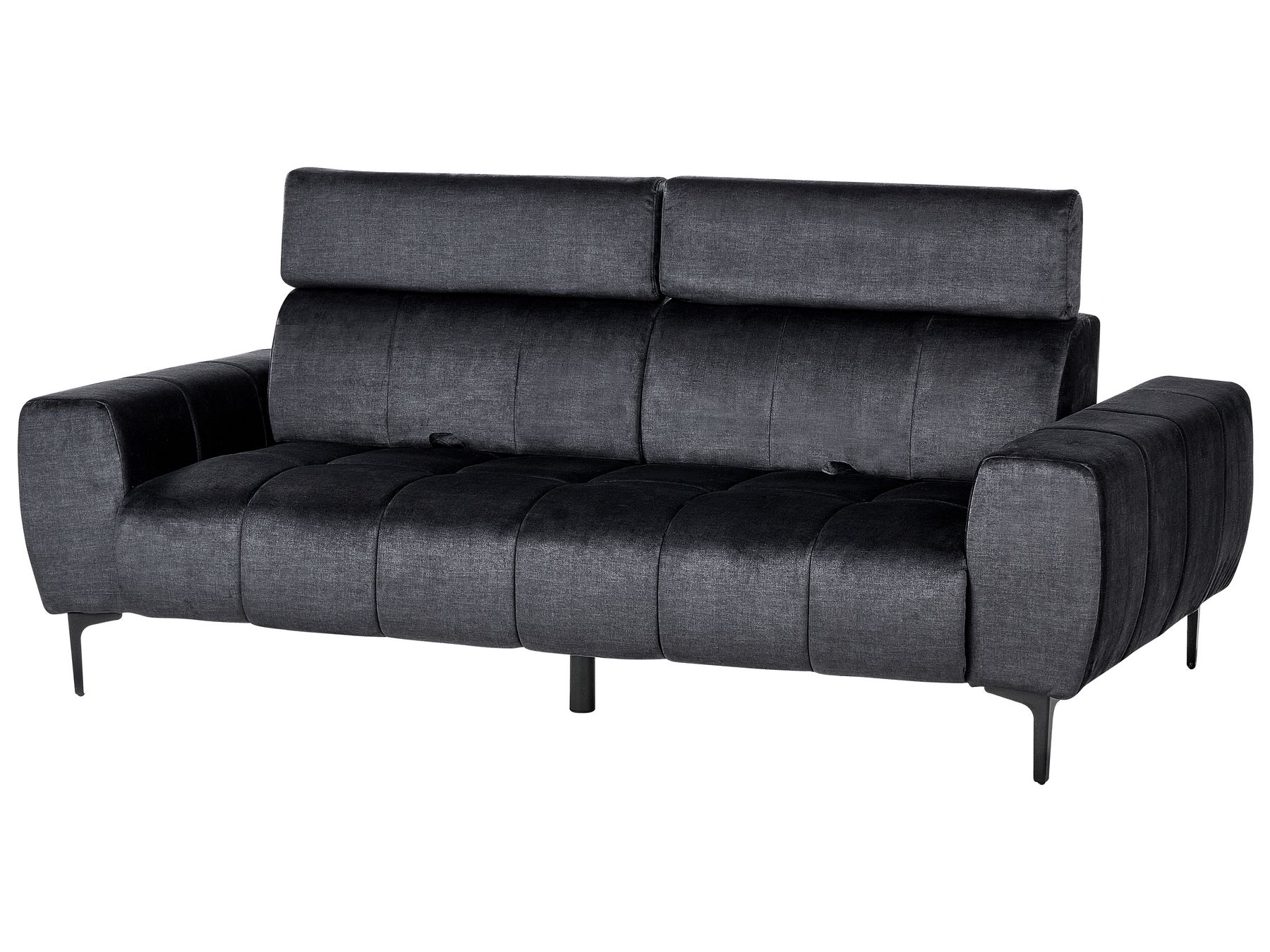 3 Seater Velvet Sofa Black VEGAMO