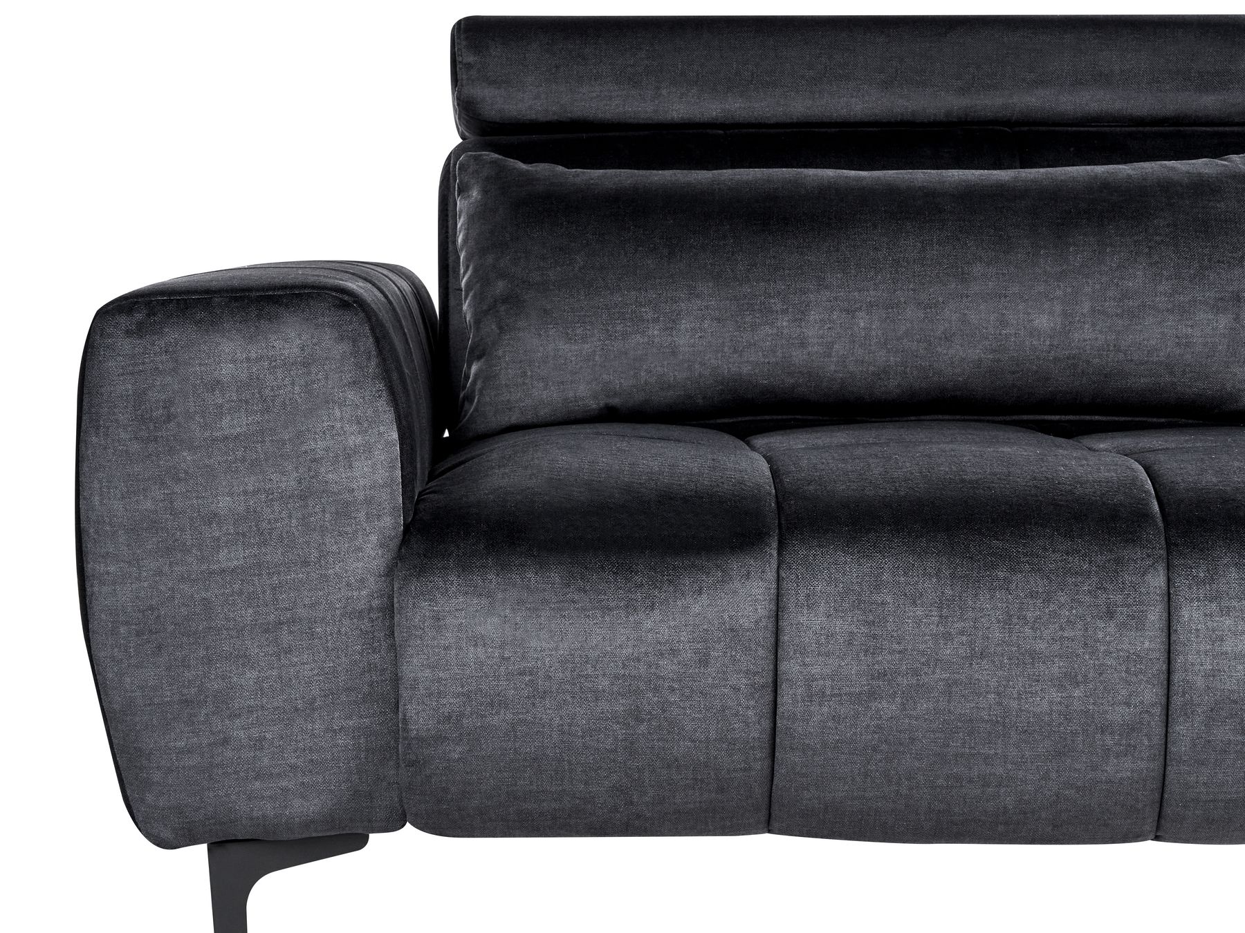 3 Seater Velvet Sofa Black VEGAMO