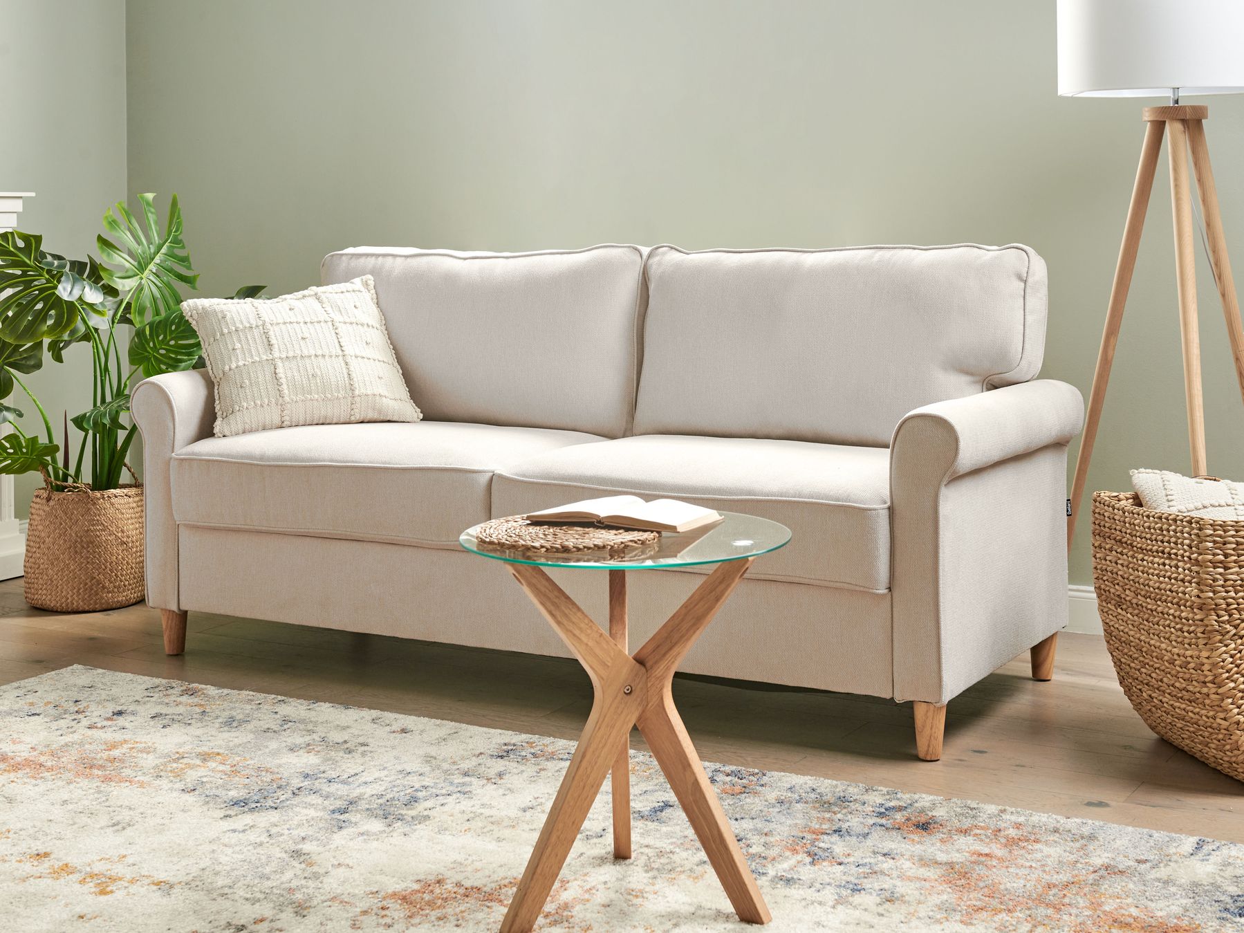 3 Seater Fabric Sofa Light Beige RONNEBY