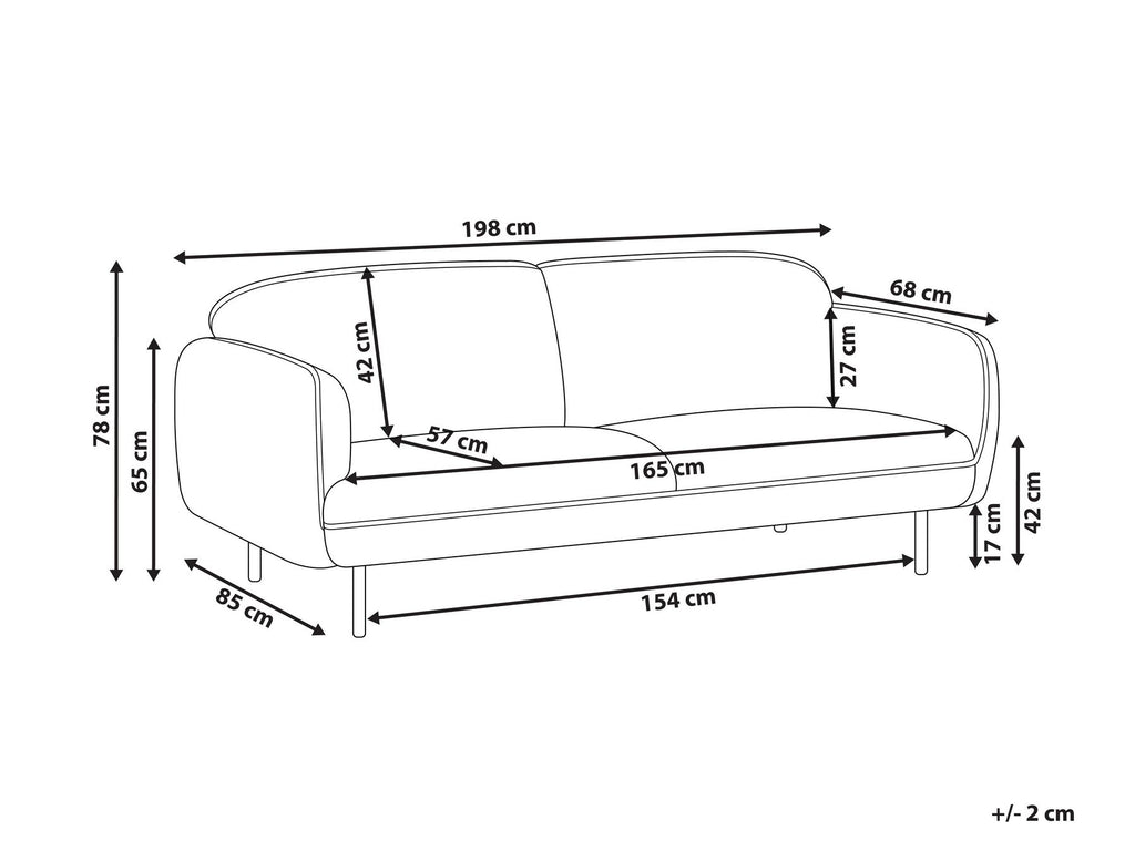 3 Seater Fabric Sofa Light Beige TONSBERG