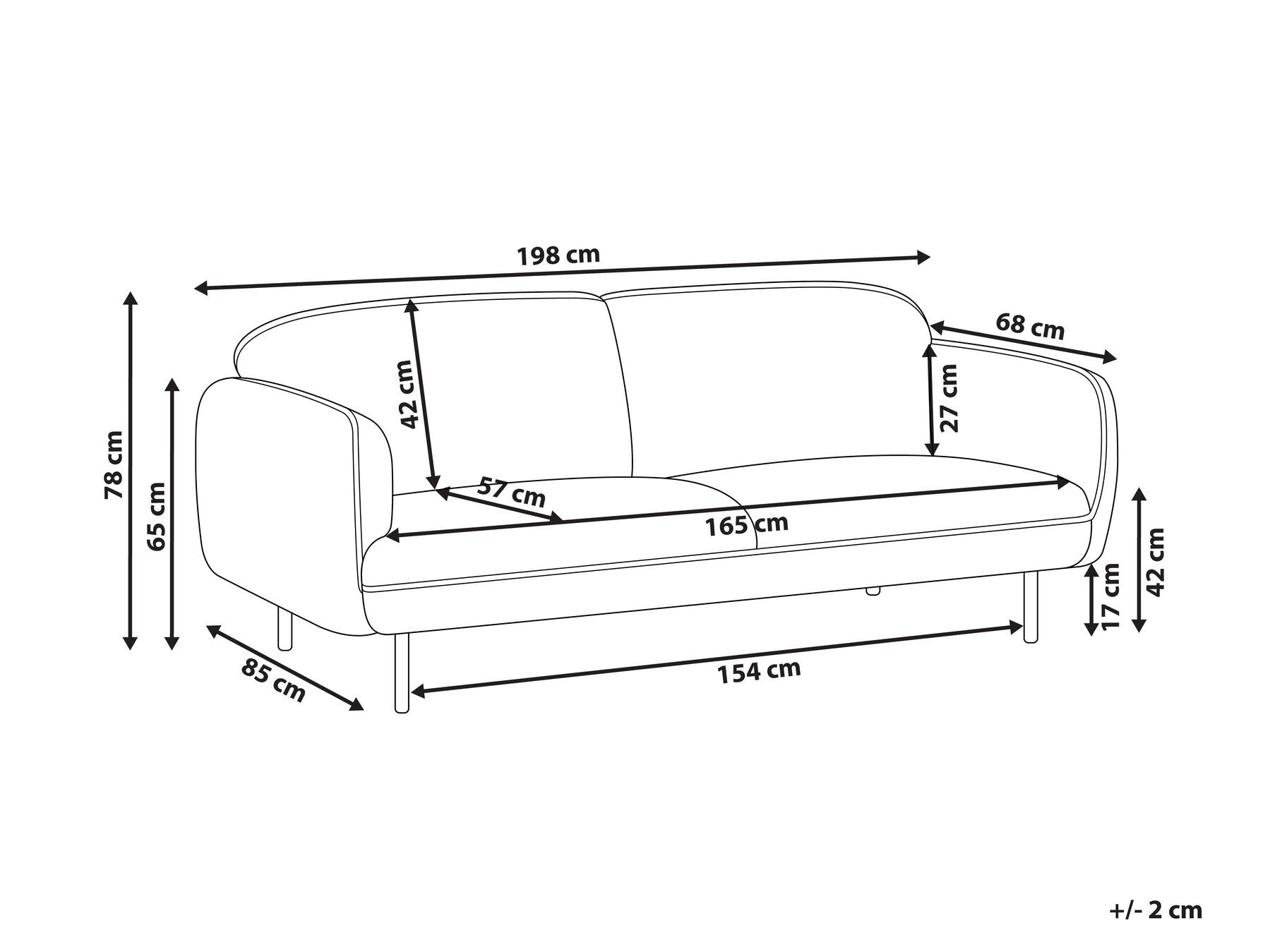 3 Seater Fabric Sofa Light Beige TONSBERG